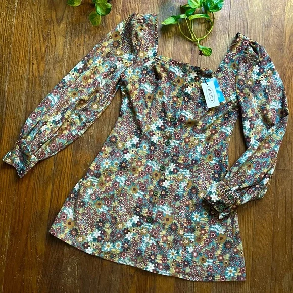 Cider Dresses | Cider Floral Corduroy Mini Dress | Color: Blue/Orange | Size: M | Kayshackelford's Closet Cider Dresses | Cider Floral Corduroy Mini Dress | Color: Blue/Orange | Size: M | Kayshackelford's Closet